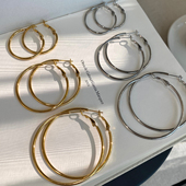 爆款 大圈圈耳环百搭耳饰2025年新款 通勤 不掉色显脸瘦 大米饰品