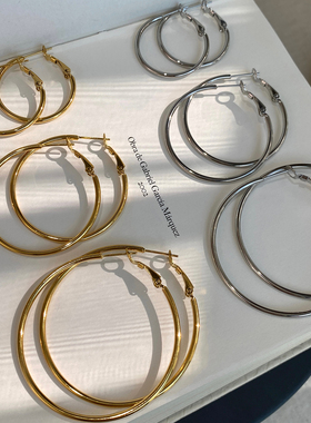 大米饰品】不掉色显脸瘦的大圈圈耳环百搭耳饰2025年新款爆款通勤