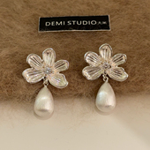 新品 耳坠巨好看 高级感轻奢百搭新款 限时9折 磨砂拉丝水滴耳环法式