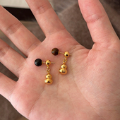 大米饰品 925银针金属虎眼石复古秋冬美拉德新中式 葫芦耳环耳坠