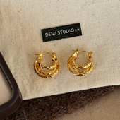 新品 限时9折 金色多圈圆环耳环轻奢高级感金属耳扣耳饰通勤百搭