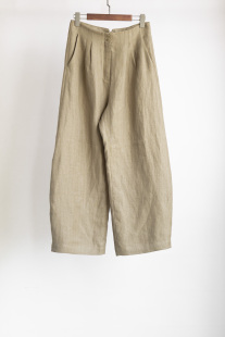 有调性条纹亚麻自带高腰阔腿宽腿裤 小众设计 日系风格