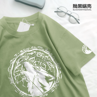 黝黑蝸殼美式 T恤森林狼隊愛德華茲加內特 休閑重磅手繪風純棉短袖