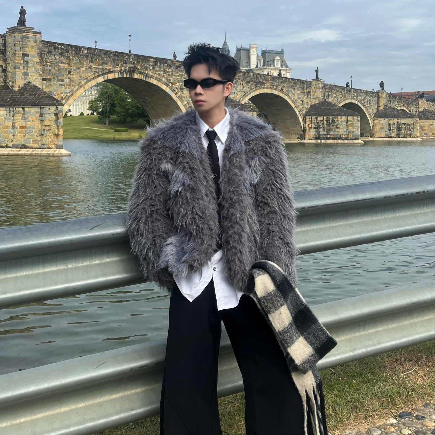 BLACKMAGAZINE小众复古仿貂毛晕色皮草外套轻奢感座山雕廓形夹克,男装,皮草,淘宝优惠券,粉丝福利购,淘宝优惠卷