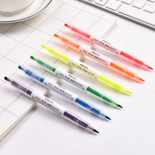 得力双头荧光笔S627学生用糖果色标记笔彩色记号笔粗细写字笔文具