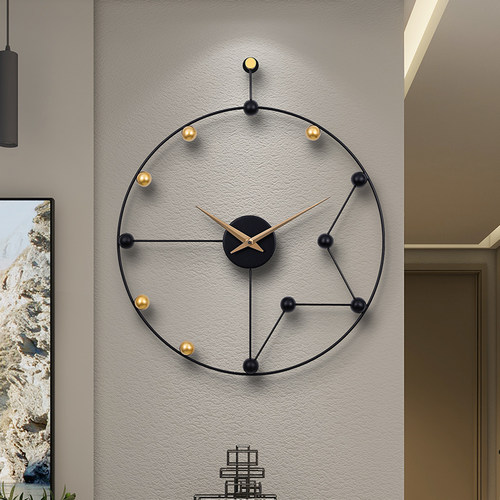 客厅家用极简静音背景墙装饰钟表