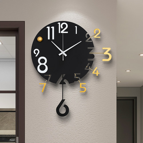 客厅家用个性静音免打孔金属钟表