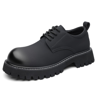 2025新款米奇德比鞋大头皮鞋男款厚底增高潮鞋高级感通勤哑光男鞋