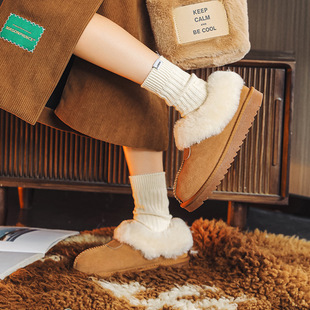 年新款塔茨特短筒雪地靴女羊毛口皮毛一体加绒加厚保暖防滑鞋