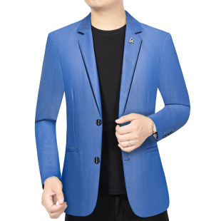 春秋季新款男士休闲西装外套修身薄款商务便服男式单西上衣加绒男