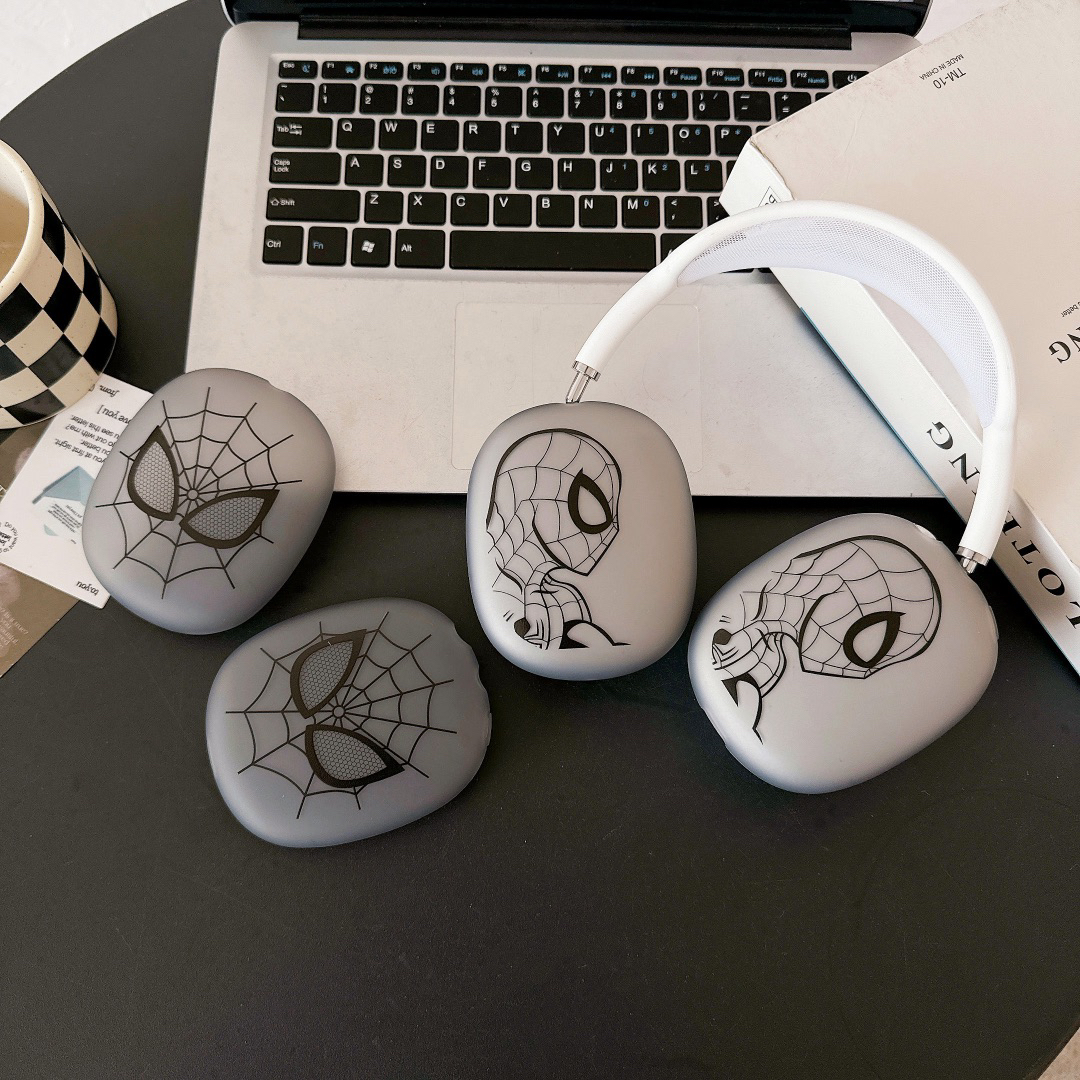 适用苹果AirpodsMax头戴式耳机壳卡通蜘蛛侠面具airpods max保护壳网红ins风个性AirpodsMax创意小众新款男女