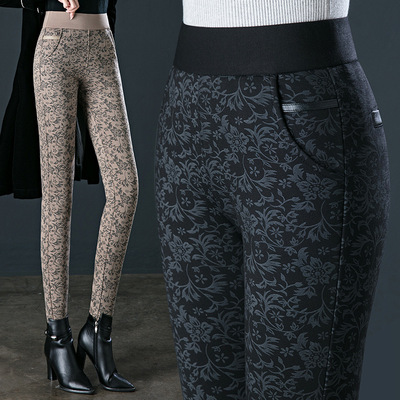 中老年大码铅笔打底裤女2025春秋季新款松紧腰高腰显光腿弹紧身裤