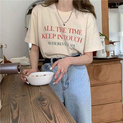 字母印花短袖t恤女夏宽松2025新款韩版慵懒风体恤半袖上衣ins