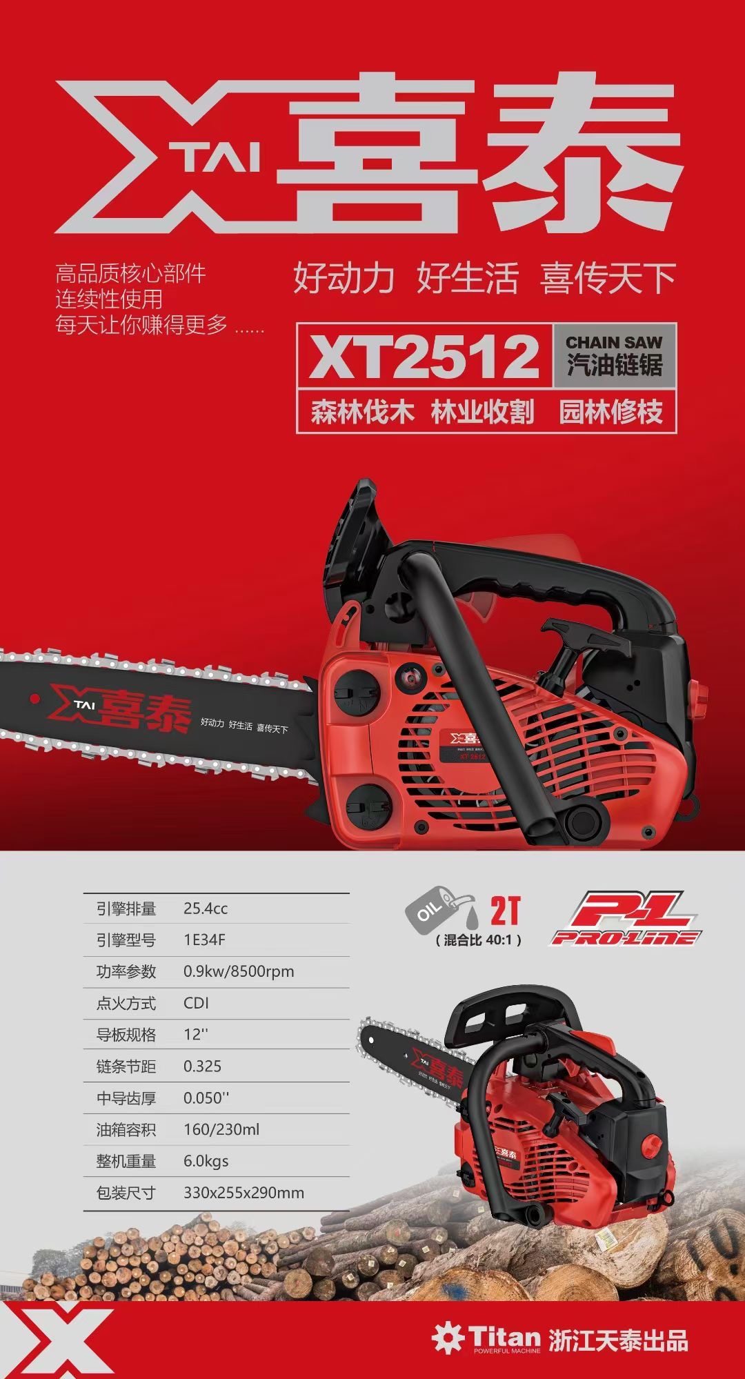 喜泰2512E多功能导板新品大功率原装修枝锯根雕轻便型 2500油锯图片