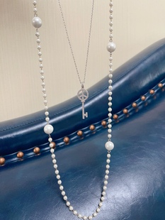 韩国采购双层毛衣链钥匙锆石镶嵌精美尾货处理价女 秋冬长项链