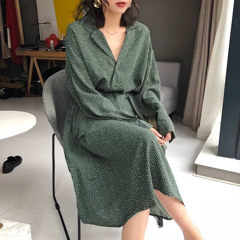 大码胖mm连衣裙女春秋新款2019年流行裙子宽松显瘦遮肚收腰衬衫裙12月01日最新优惠