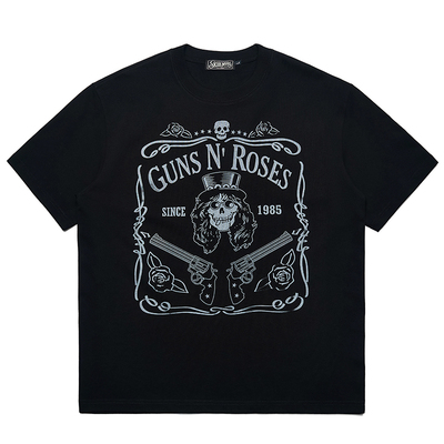 SLASH美式重磅印花短袖摇滚T恤GNR枪花乐队棉男女情侣舒适透气ins
