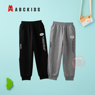 abckids童装2024秋冬季新款男童加绒裤子商场同款儿童运动休闲裤