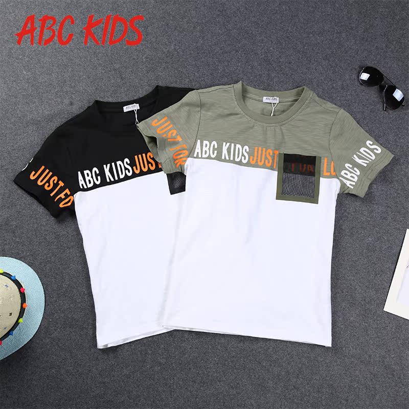 2018ÏÄ¿îabckidsÄÐͯװÄк¢Ñ§ÉúСͯʱÉÐÆ´½Ó¿î¶ÌÐäTÐô¶ùͯԲÁìÉÀ