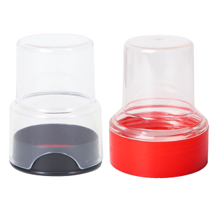 亚信圆形章盒 财务章发票章法人章私章铜章橡皮红章光敏合同印章盒子便携式厚实单个塑料透明放章盒子带海绵