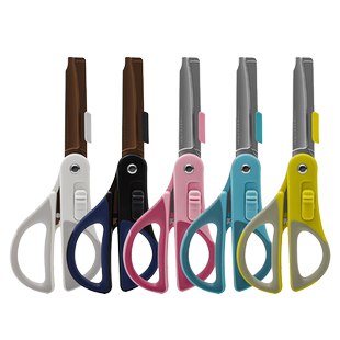 日本KOKUYO国誉P410/PT410剪刀日式 快递 开箱 两种 切换 不易粘胶 右手用 带刀套 剪薄纸壳塑料