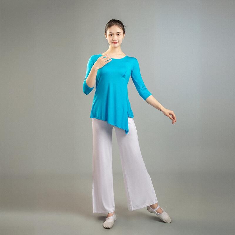 大码现代舞新款舞蹈服古典舞练功服瑜伽广场舞学生莫代尔舞蹈上衣
