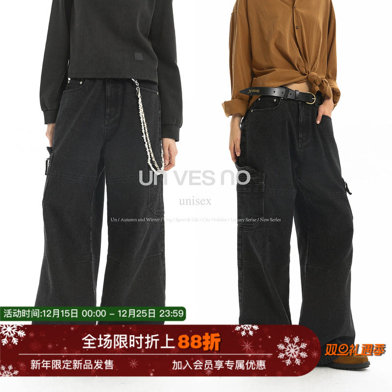 打折拉链UNVESNO斜纹牛仔