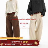 切割线做旧水洗厚珠地小弯刀香蕉裤 500克重磅 Unvesno