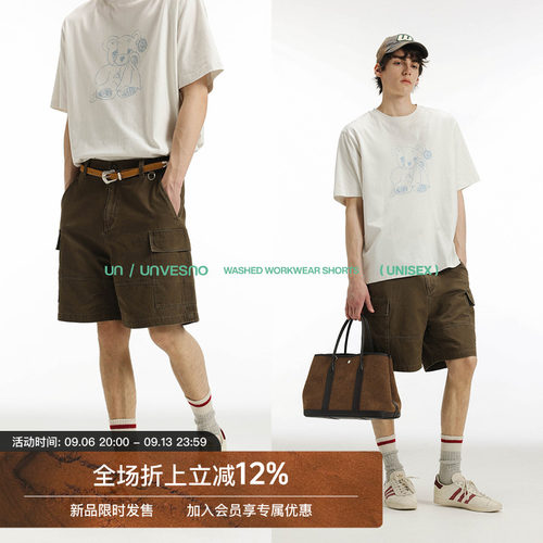 【洗褪做旧】Unvesno(UN)vintage barnfit巴恩风复古口袋工装短裤
