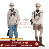 马年限定 羊毛混纺 Unvesno 游牧复古针织圆领流苏绑带毛衣