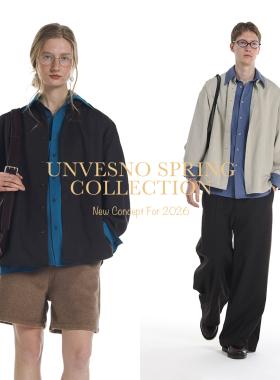 【假两件】Unvesno(UN)高智感松弛层次感叠穿撞色长袖男女款衬衫