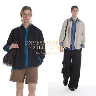 【假两件】Unvesno(UN)高智感松弛层次感叠穿撞色长袖男女款衬衫