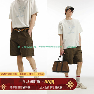 【洗褪做旧】Unvesno(UN)vintage barnfit巴恩风复古口袋工装短裤