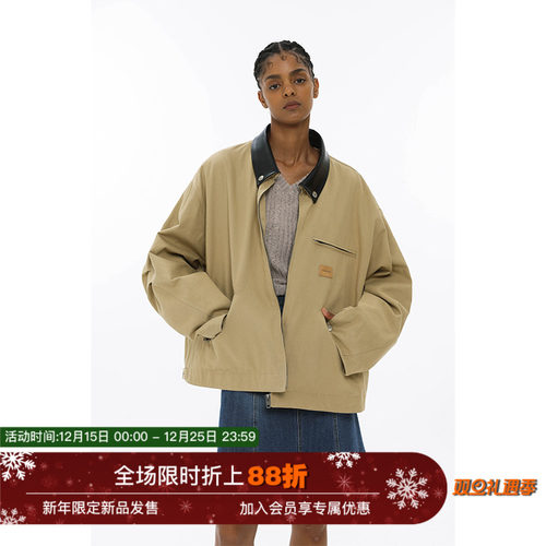 廓形短款珠地夹克外套UNVESNO