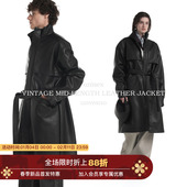 配腰带 Unvesno 查理战壕仿真皮古着翻领中长款 皮革风衣秋