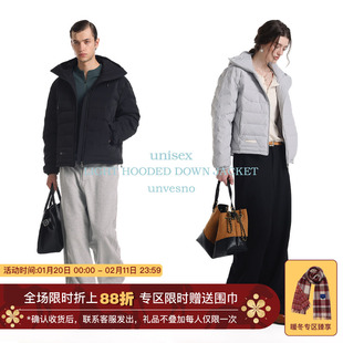 【防水防风】Unvesno(UN)90白鸭绒保暖经典连帽V型排骨轻薄羽绒服