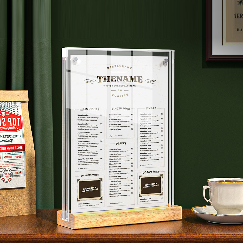 原木台签 a4亚克力台卡架A5展示牌立牌桌牌广告价目表价格标价酒水菜单牌强磁台签桌面餐牌双面透明台牌定制,文具电教/文化用品/商务用品,桌牌/台牌,淘宝优惠券,粉丝福利购,淘宝优惠卷