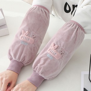 手袖 秋冬天工作护袖 套绒布学生长款 女成人袖 家务耐脏可爱卡通 套袖