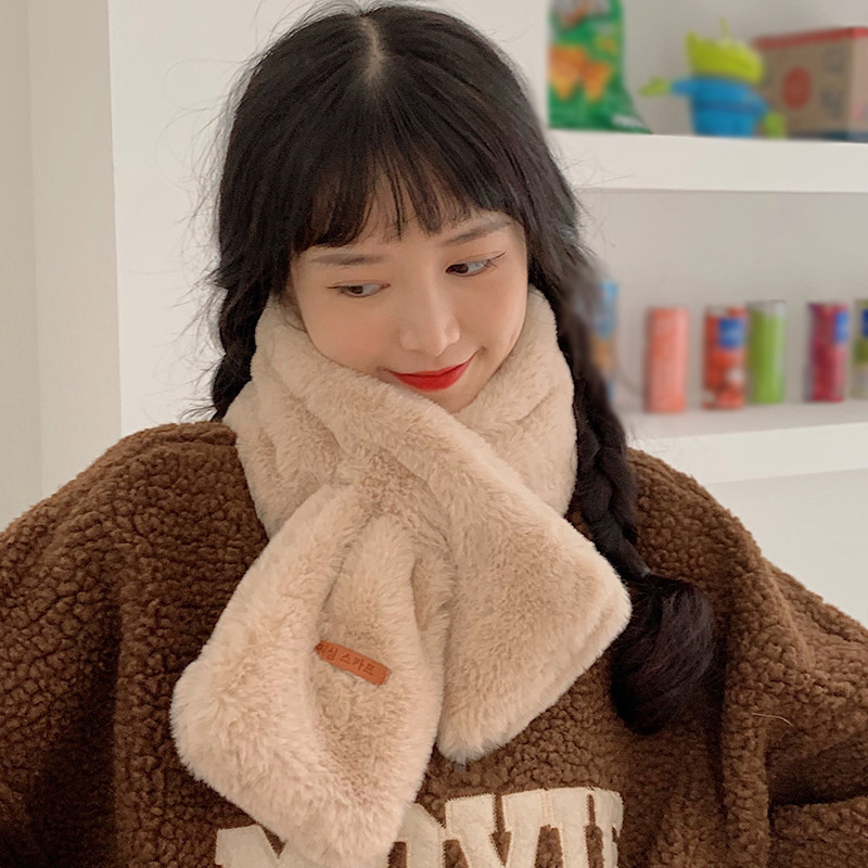 毛毛围巾女秋冬季可爱少女百搭韩