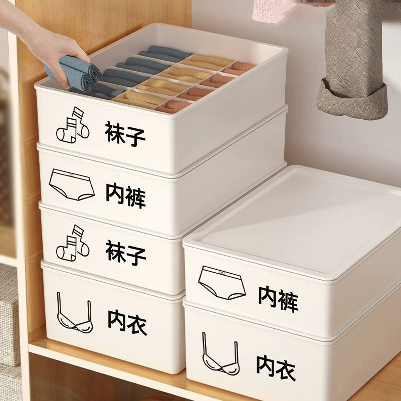 内衣收纳盒袜子内裤收纳抽屉式分格大容量家用宿舍神器收纳箱带盖