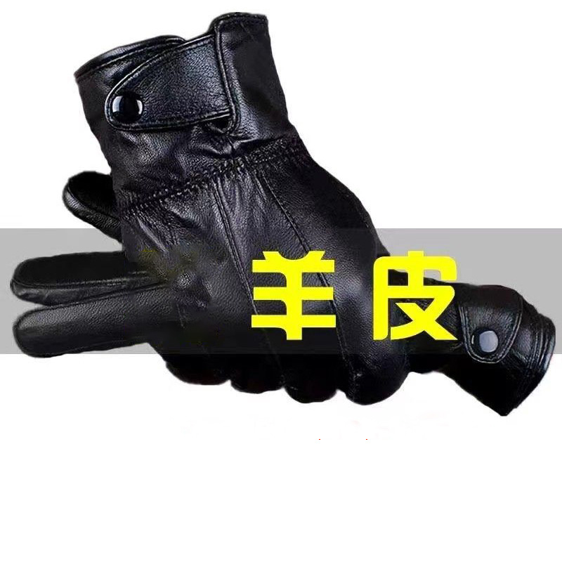 男士真皮手套绵羊皮冬季保暖加绒加厚冬天防风防水开车骑行摩托车