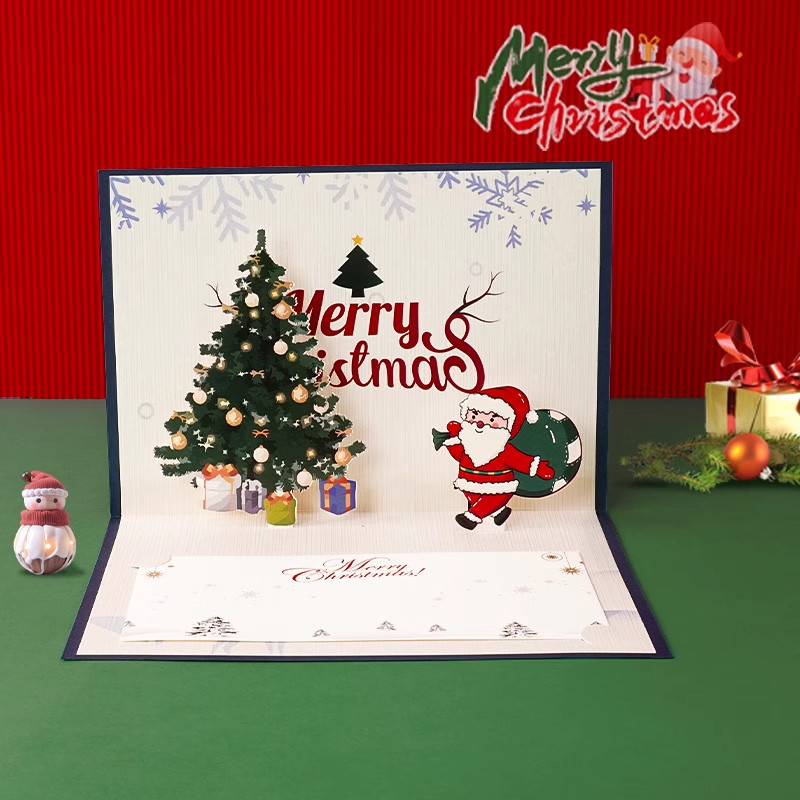 2025立体3D圣诞贺卡高级感圣诞节节日手写空白卡片英文祝福留言卡圣诞节礼物留言卡圣诞老人祝福贺卡英文祝福