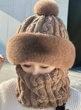 2025新款防寒保暖加绒加厚套头雷锋帽子女护耳朵围脖一体冬季骑车