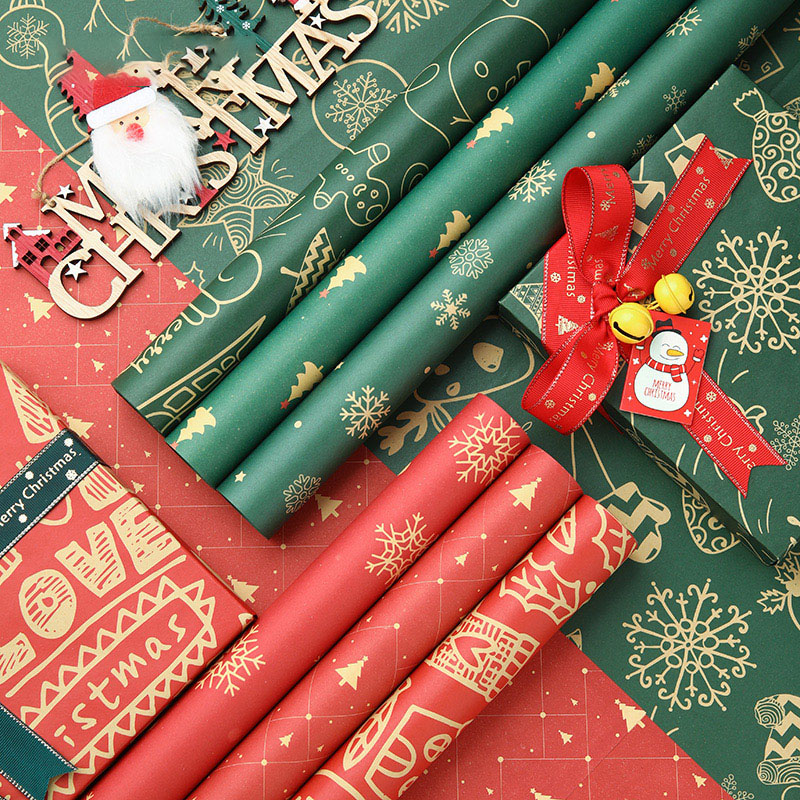 圣诞节礼物包装纸平安夜苹果花束