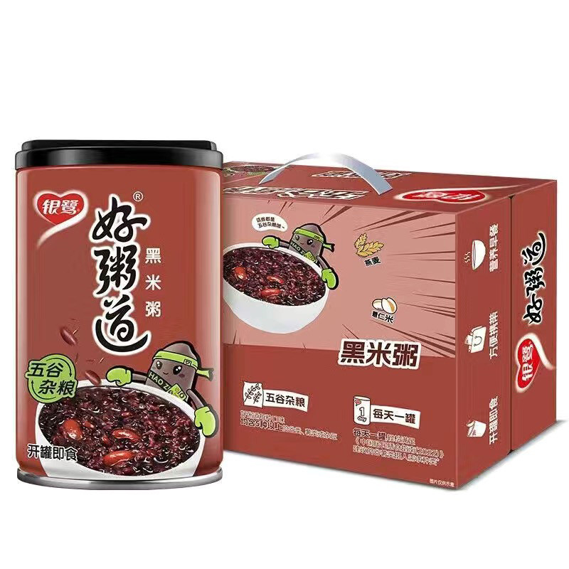 银鹭好粥道黑米粥280g*12罐速食粥桂圆八宝粥