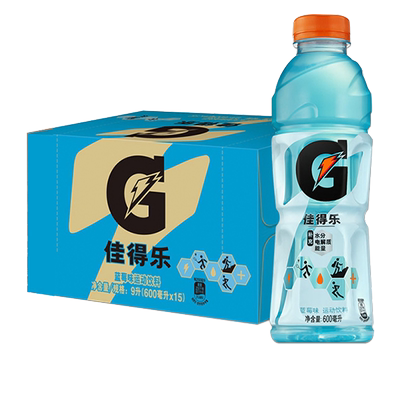 百事可乐佳得乐西柚味蓝莓柠檬橙味青柠红柚运动饮料600ml*15瓶