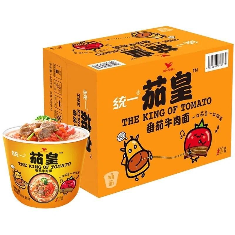 统一茄皇方便面番茄牛肉鸡蛋面12桶面整箱速食面冲泡面图片