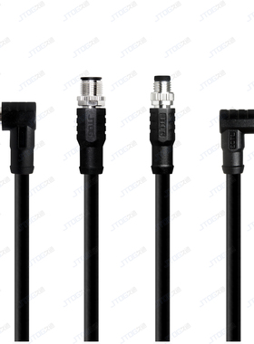 M8转M12连接器延长线预铸成型公母头加长双头线 PVCPUR屏蔽非屏蔽