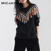 MICartsy王紫珊秋冬新款 彩虹山钉珠卫衣女上衣宽松舒适时尚