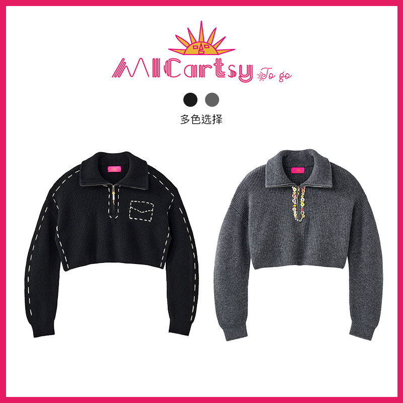 MICartsy王紫珊配饰车to go系列新款手工钉珠羊毛上衣SCP108AW